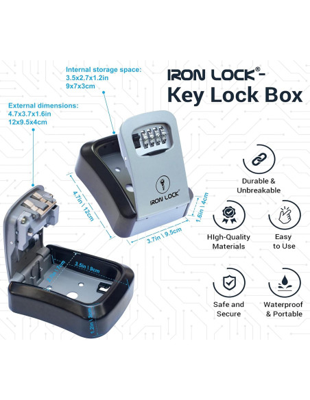 Caja de Llave Iron Lock Montaje en Pared Impermeable 4 Dígitos