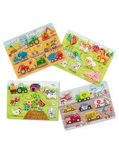 Rompecabezas de Madera B. toys Peek & Explore - 4 Piezas