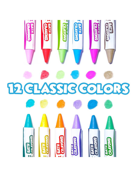 Crayones de Baño Tub Works 12 Colores No Tóxicos Lavables
