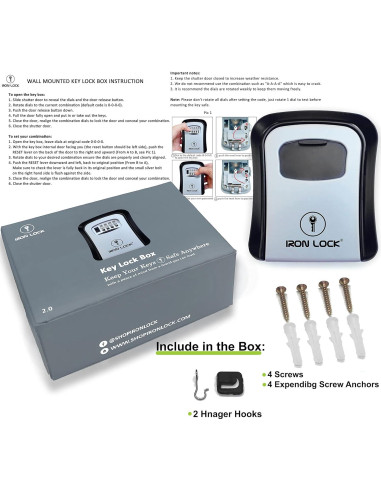 Caja de Llave Iron Lock Montaje en Pared Impermeable 4 Dígitos