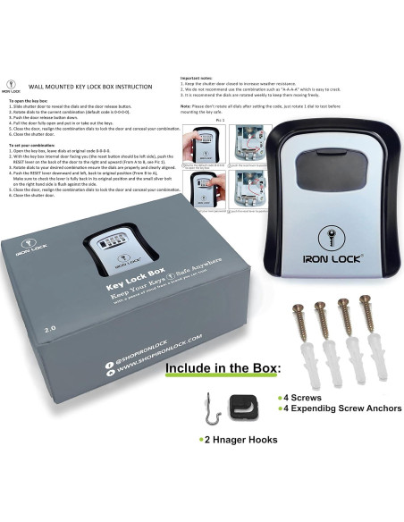 Caja de Llave Iron Lock Montaje en Pared Impermeable 4 Dígitos