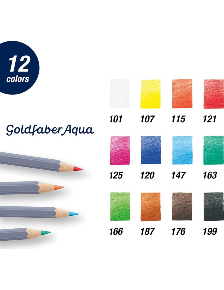 Lápices de Acuarela Faber-Castell Goldfaber Aqua - 12 Colores