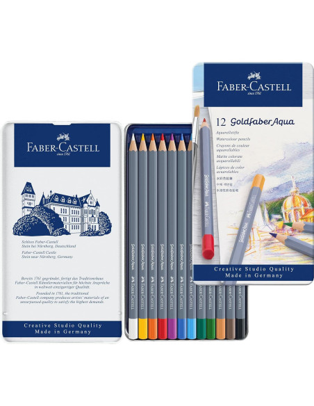 Lápices de Acuarela Faber-Castell Goldfaber Aqua - 12 Colores