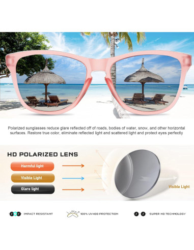 Gafas de sol DANAMY para mujeres UV400 polarizadas rosa