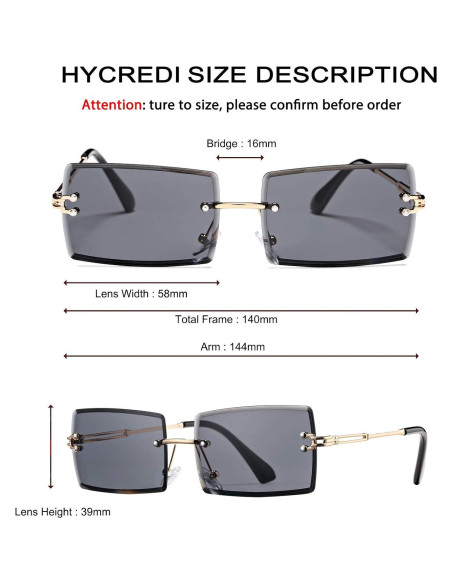 Gafas de Sol Rectangulares UV400 Metal Gris 58mm