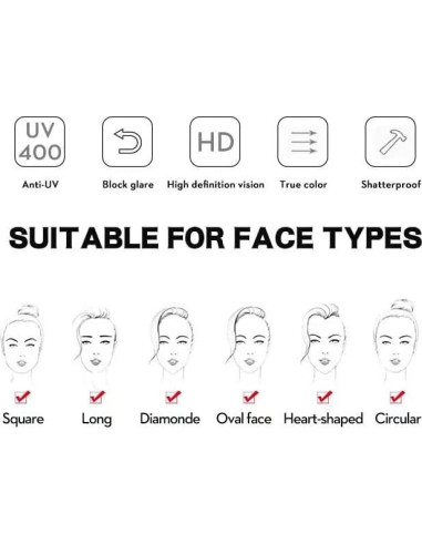 Paquete de 8 Gafas de Sol Ojo de Zorro UV400 Unisex