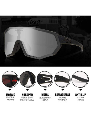 Gafas de Ciclismo Queshark con 3 Lentes Polarizadas