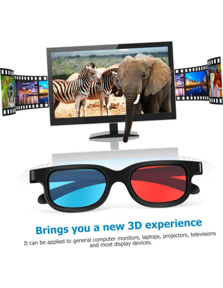 Gafas 3D Gadpiparty 10 Pcs Rojo-Azul Lentes Resina