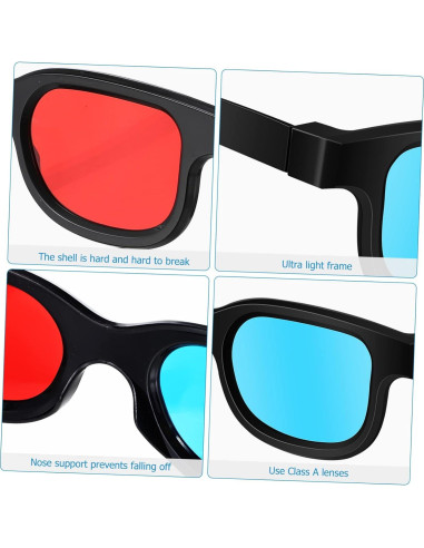 Gafas 3D Gadpiparty 10 Pcs Rojo-Azul Lentes Resina
