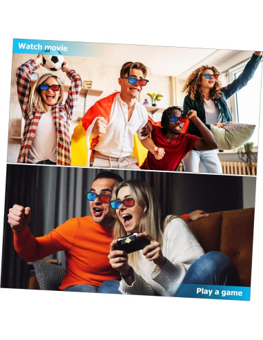 Gafas 3D Gadpiparty 10 Pcs Rojo-Azul Lentes Resina