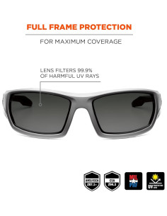Gafas de Seguridad Ergodyne Odin, Lente Ahumado UV 2
