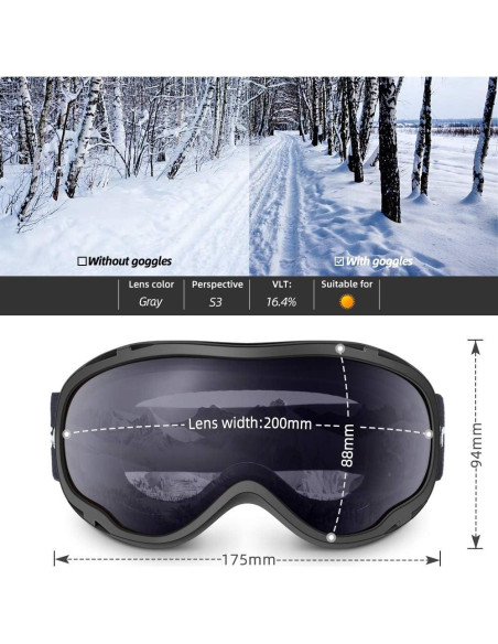 Gafas de esquí Hubo Sport OTG con protección UV y antiempañante