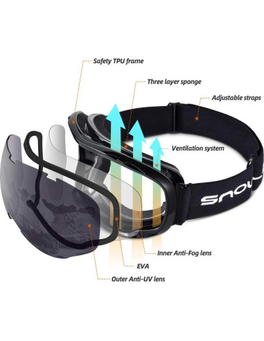 Gafas de esquí Hubo Sport OTG con protección UV y antiempañante