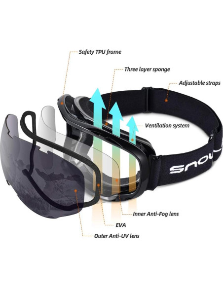 Gafas de esquí Hubo Sport OTG con protección UV y antiempañante