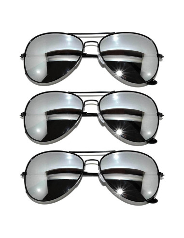 Juego de 3 Gafas de Sol Aviador Metal Color Espejo