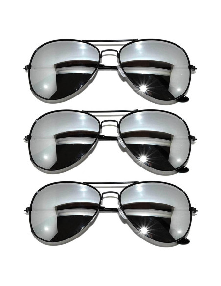 Juego de 3 Gafas de Sol Aviador Metal Color Espejo Juego de 3 Gafas de Sol Aviador Metal Color Espejo