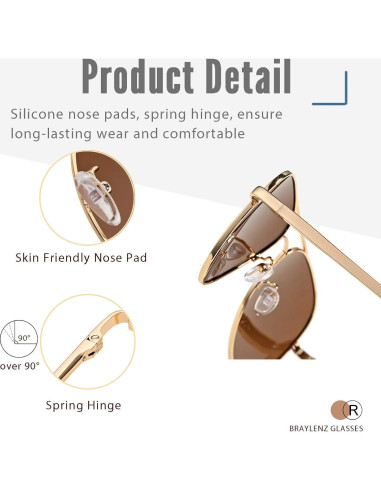 Gafas de sol aviador Braylenz polarizadas 100% UV oro/negro