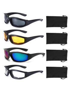 4 Pares de Gafas de Motocicleta YISUGOOC UV a Prueba de Viento