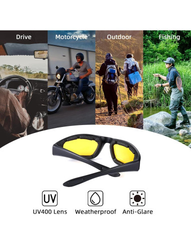 4 Pares de Gafas de Motocicleta YISUGOOC UV a Prueba de Viento