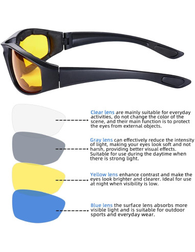 4 Pares de Gafas de Motocicleta YISUGOOC UV a Prueba de Viento