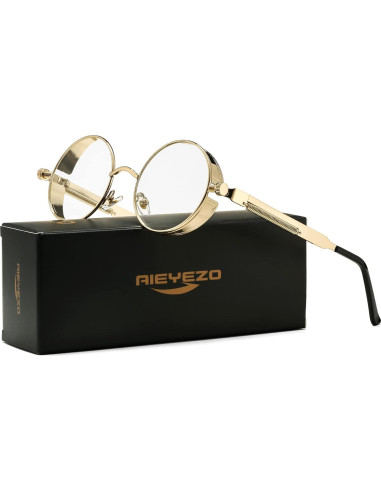 Gafas de sol redondas AIEYEZO Steampunk UV 100% bloqueadores