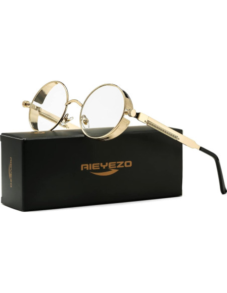 Gafas de sol redondas AIEYEZO Steampunk UV 100% bloqueadores