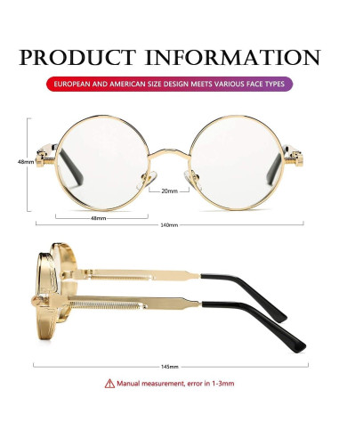 Gafas de sol redondas AIEYEZO Steampunk UV 100% bloqueadores