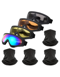 Gafas de Motocicleta LJDJ Paquete de 4 con 4 Bufandas