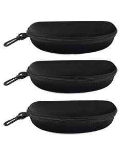 Paquete de 3 estuches negros para gafas con gancho