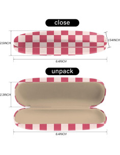 Estuche para Gafas Duro PU Rosa Cuadrícula con Paño 2