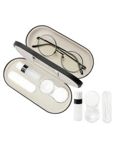 Estuche para Gafas Cauyuan 2 en 1 con Espejo y Portátil