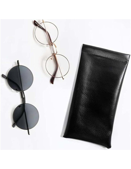 Estuche de Gafas de Cuero Suave 3 Piezas Portátil