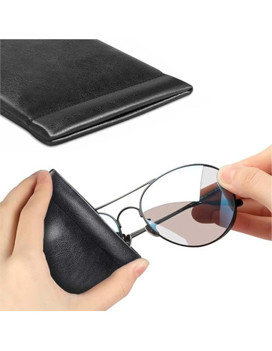 Estuche de Gafas de Cuero Suave 3 Piezas Portátil
