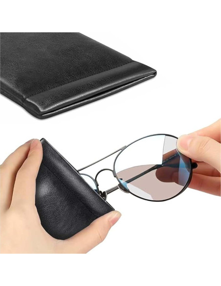 Estuche de Gafas de Cuero Suave 3 Piezas Portátil