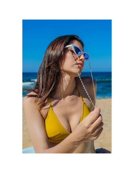 Cadena de Gafas para Mujeres Ojo Malvado 71 cm Cristal 14K