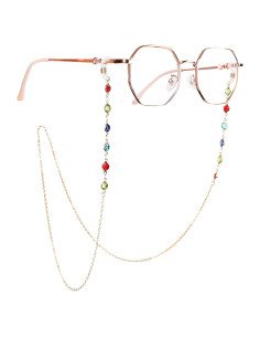 Cadena para Gafas de Mujer Oro con Cuentas Decorativas