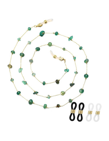 Cadena de Gafas JURYLOO Aventurina Verde Natural 71.88 cm