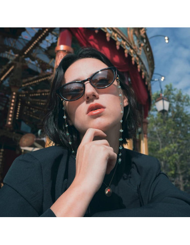 Cadena de Gafas JURYLOO Aventurina Verde Natural 71.88 cm