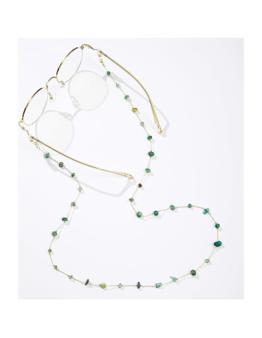 Cadena de Gafas JURYLOO Aventurina Verde Natural 71.88 cm