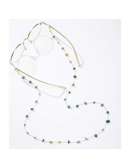 Cadena de Gafas JURYLOO Aventurina Verde Natural 71.88 cm