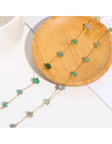 Cadena de Gafas JURYLOO Aventurina Verde Natural 71.88 cm