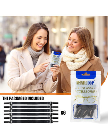 Correa Ajustable para Gafas - 6 Piezas Unisex Negro