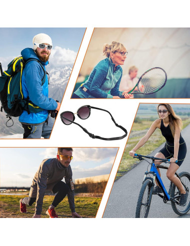 Correa Ajustable para Gafas - 6 Piezas Unisex Negro