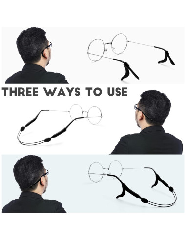Correa Ajustable para Gafas 4pcs - Antideslizante Negro