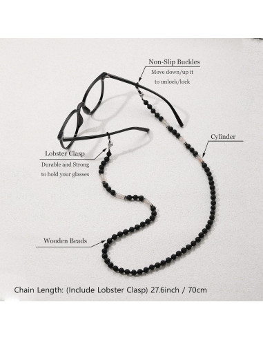 Cadena de Gafas GIOLOYS de Madera Hecha a Mano 69.85 cm