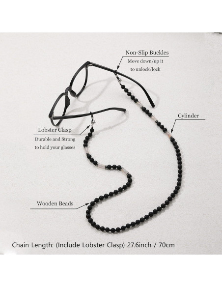 Cadena de Gafas GIOLOYS de Madera Hecha a Mano 69.85 cm