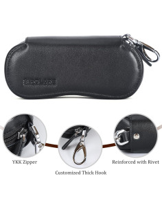 Funda de Gafas Polare de Cuero Marrón con Cierre YKK 2