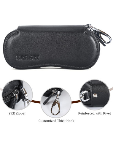 Funda de Gafas Polare de Cuero Marrón con Cierre YKK
