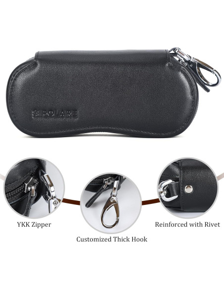 Funda de Gafas Polare de Cuero Marrón con Cierre YKK