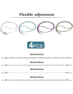 Cadenas para Gafas ONESING 4 Pcs Ajustables Multi Color 2